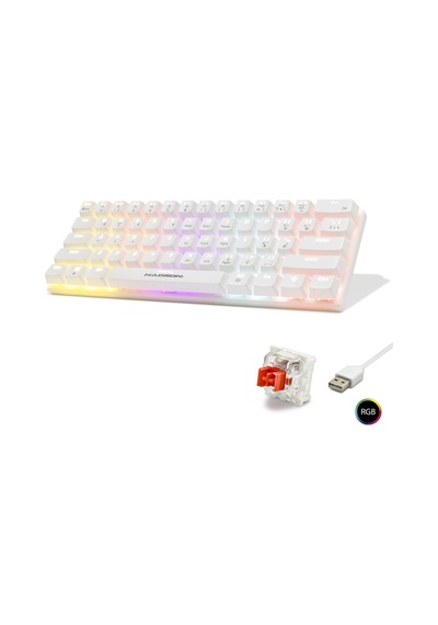 Büro Ev Ofis Bilgisayarı İçin Beyaz Rgb Kırmızı Switch Mini Mekanik Gaming Klavye