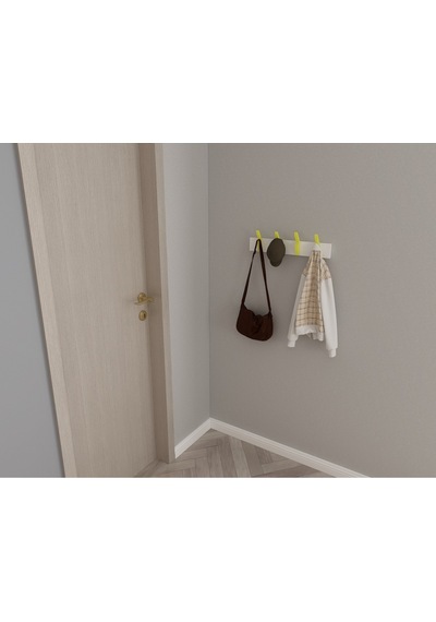 Hepsi3boyutlu Modern Duvar & Kapı Kanca Askılık - 4 Adet Sarı Kanca Askılık - Model No : 3 Sarı
