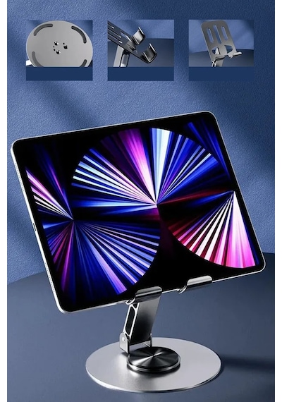 Metal Tablet Telefon Tutucu Stand 720 Derece Yeni Nesil Ev Ofis Dayanıklı Stand Masa Üstü Tutucu