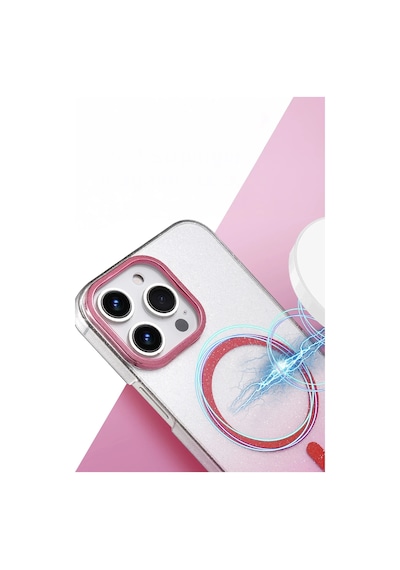 Uray Store Apple iPhone Uyumlu  16 Pro Glossy Magsafe Kapak - Mavi