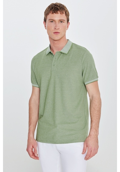 Ac&Co / Altınyıldız Classics 4A4820200047Ysls Düğmeli Polo Yaka Cepsiz Slim Fit Erkek Tişört Yeşil