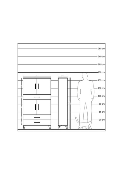 Arges Dolap 4 Raflı 3 Çekmeceli 4 Kapaklı 88x30x163 Antrasit-antrasit Antrasit