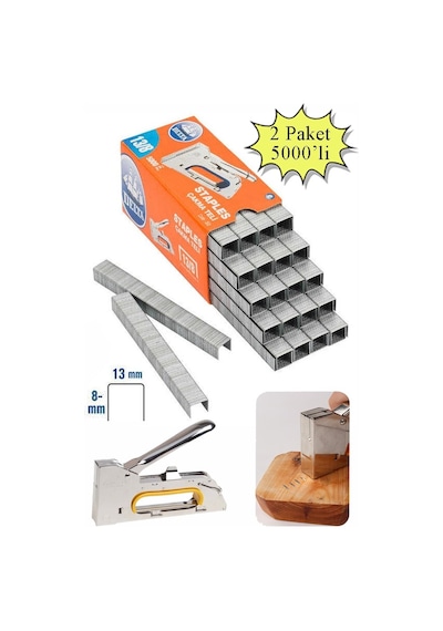 13/8 Zımba Teli 5000 Li 2 Paket Delta 13-8 Zımba Tabancaları Patpat Otomatik Zımba Makinesi Çakma Teli
