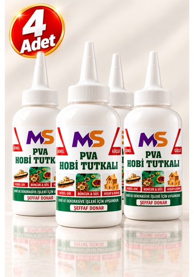 3 Adet Pva Hobi Tutkalı 150 Gram Şeffaf Hazır Ahşap Karton Kumaş Kağıt Uygulama Maket Yapıştırıcısı