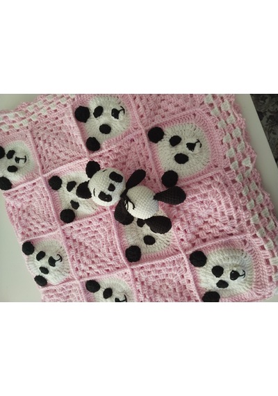 Panda Bebek Battaniyesi Ve Oyuncak Beyaz - Pembe