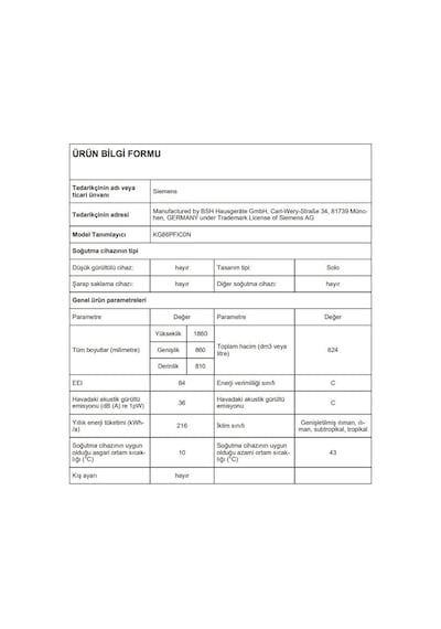 Siemens KG86PFIC0N 624 L Alttan Donduruculu No-Frost Buzdolabı