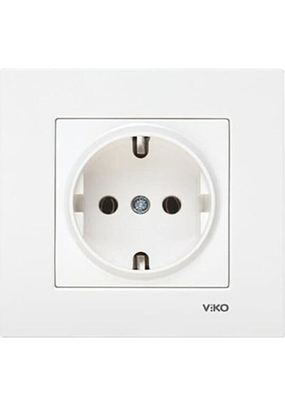 Karre Topraklı Priz Beyaz Çerçeve Dahil Ürün Vk001253