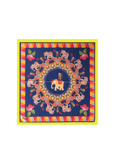 Inno 60x60 Cm Premium Saten Desenli Dikişli Fular Haki
