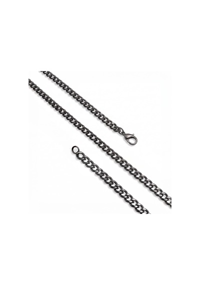 Moncuk Design Mariner Zincir Erkek Çelik Kolye 6x2mm 55cm Siyah 3351eck043