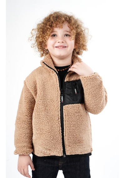 Dublino Kids Erkek Çocuk Welsoft Peluş Sweatshirt Hırka Açık Kahverengi