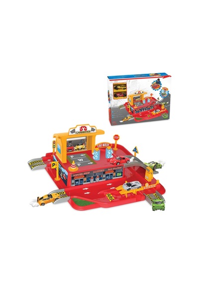 Büyük Boy Otopark Seti - 2 Adet Die-cast Metal Araba Hediyeli Eğitici Garaj Seti Çok Renkli