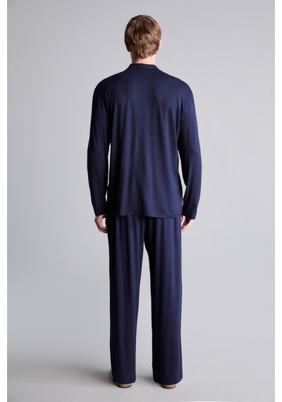 Defacto Regular Fit Düğmeli Uzun Kollu 2li Pijama Takımı I8197ax26aunv135 Lacivert-nv135