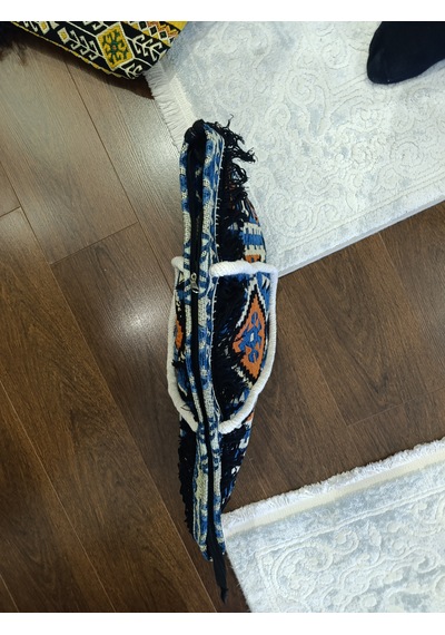 Etnik Desenli Kilim Omuz Ve Plaj Çantası 50x30 Cm Açık mavi