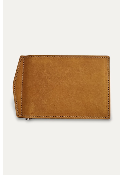 Clavel Klipsli Premium Hakiki Deri Kartlık Cüzdan Camel