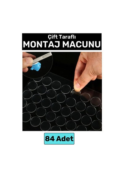 Premium Cam Metal Plastik Ahşap Mermer Çift Taraflı Şeffaf Nano Yuvarlak Montaj Macunu 84 Adet