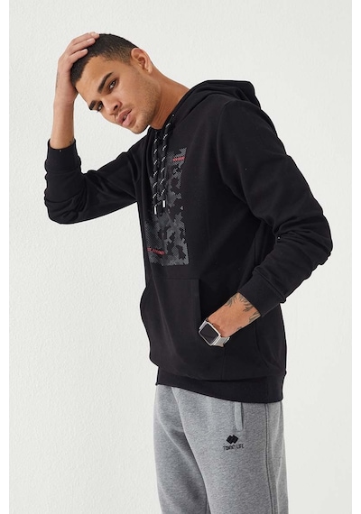 Tommy Life Siyah Kamuflaj Desen Baskılı Standart Kalıp Kapüşonlu Erkek Sweatshirt - 87884 Siyah Tommy Life Siyah Kamuflaj Desen Baskılı Standart Kalıp Kapüşonlu Erkek Sweatshirt - 87884 Siyah
