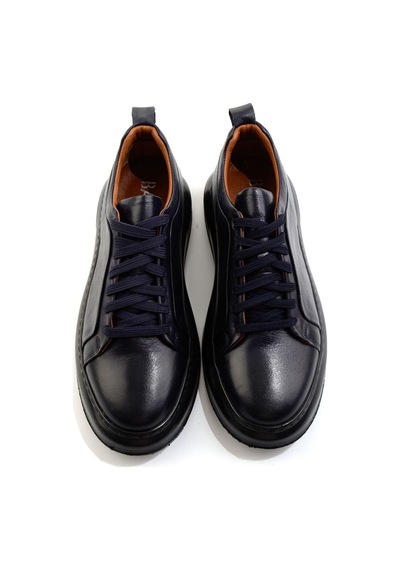 Bambi Lacivert Hakiki Deri Erkek Sneaker E01594315143 Lacivert