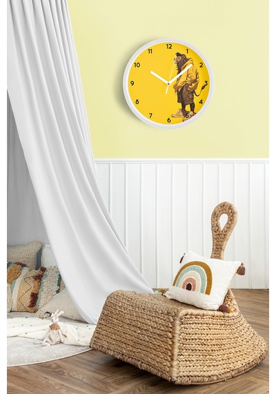 Cool Aslan Tasarım Modern Duvar Saati - 25cm - Önü Camlı Beyaz Kasa - Sessiz Mekanizma-jh0523 Beyaz