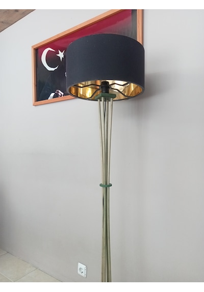 Siyah-gold Başlık Ahşap Lambader- Orman Yeşili Altın - Siyah
