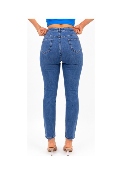 Zanessi Fashıon Büyük Beden Baskılı Denim Kadın Pantolon Mavi