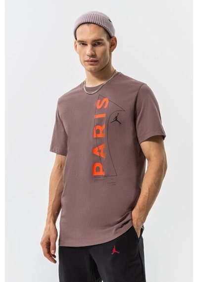 Nike Air Jordan Paris Saint Germain Mens Tee Grafik Baskılı Erkek Günlük Tişört Kahverengi