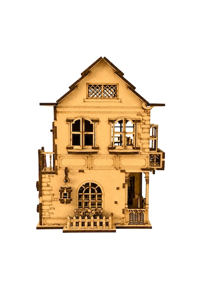 Coffee Shop Diorama Ahşap Maket Seti Dıy Miniatür Kafe Binası Koleksiyoner Modeli 362 Parça