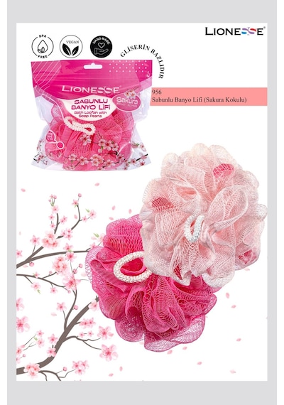 Lionesse 956 Sabunlu Banyo Lifi Sakura Çiçeği Kokulu , Seyahat Boy , Bpa Free , Yumuşak Doku