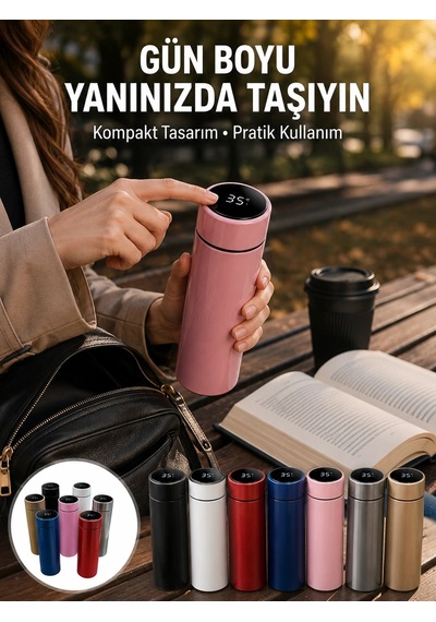 Mey İthalat Led Sıcaklık Ölçerli 250 Ml Yalıtımlı Termos Şişe Yeni Nesil Çok Renkli