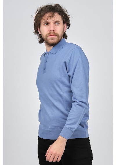 Pave Erkek Polo Yaka Yün Kazak 4538004 Mavi Mavi