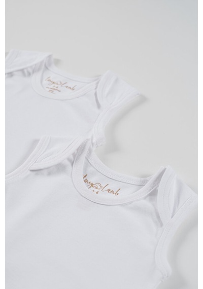 Tinylamb Bebek Atleti Beyaz Renk Bebek Bodysuit Kısa Kollu Set - 5 Parça