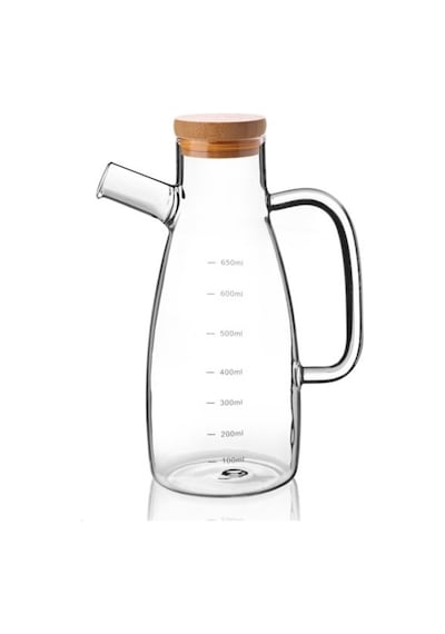 650 Ml Bambu Kapaklı Cam Yağdanlık Royaleks-70086 Şeffaf