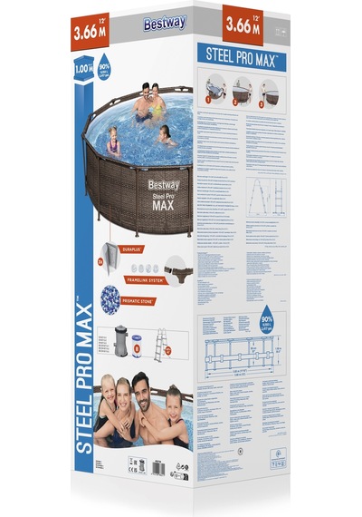 Bestway Steel Pro Max Gölgelikli Prefabrik Çember Havuz Seti 366cm X 100cm 56709 Bw605