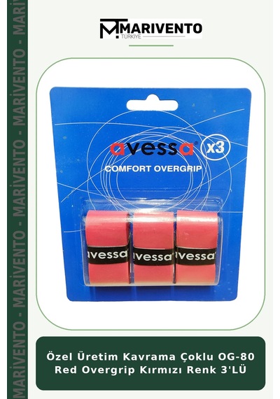 Özel Üretim Kavrama Çoklu Og-80 Red Overgrip Kırmızı Renk 3'lü