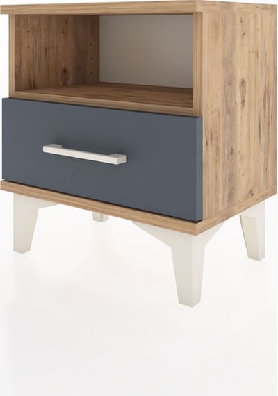 Arges Komodin Tek Raflı Tek Çekmeceli 44x30x48 Çam-antrasit Atlas Çam
