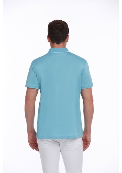 Hatemoğlu Turkuaz Regular Fit %100 Pamuk Basic Polo Yaka Tişört-Turkuaz