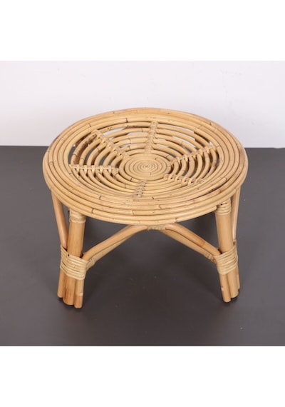Yumru Doğal Kubu Rattan 40x25 Sehpa & Tabure Bej
