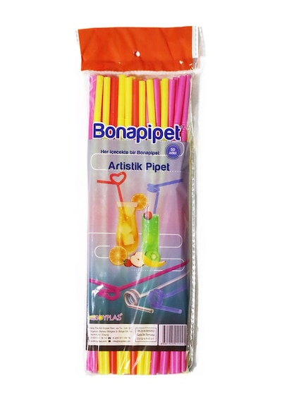 Plastik Artistik Pipet - 50 Adet