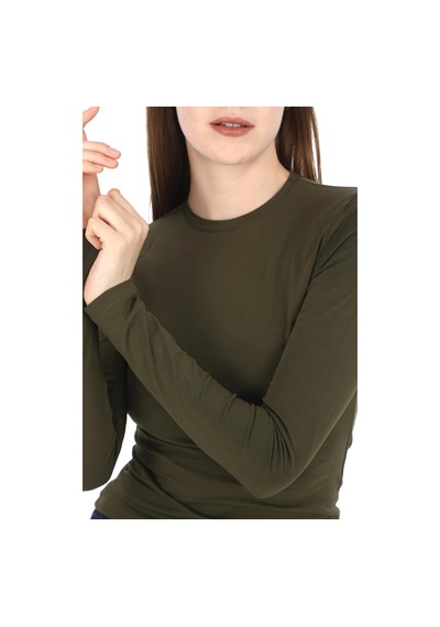 Penyebizden Likralı Pamuk Crop Tişört -slim Fit-haki