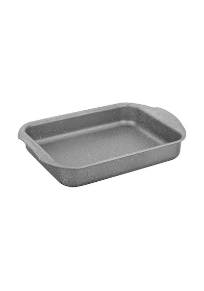 3213 - Tek Parça Biogranit, Yanmaz, Yapışmaz 29x27x7 Cm Dikdörtgen Fırın Tepsisi - Gri Renk Gri