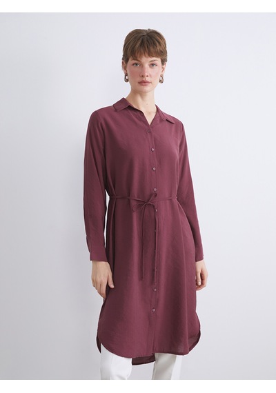 Lcwaıkıkı Classic Bordo Oversize Kadın Gömlek Tunik