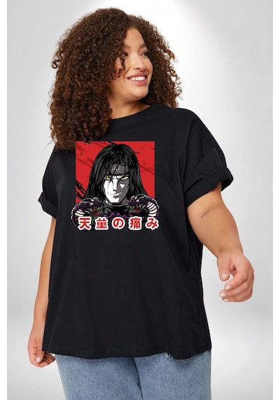 Angemiel Orochimaru Anime Siyah Büyük Beden Erkek Kadın Unisex Basic Ön Baskılı Tişört Siyah