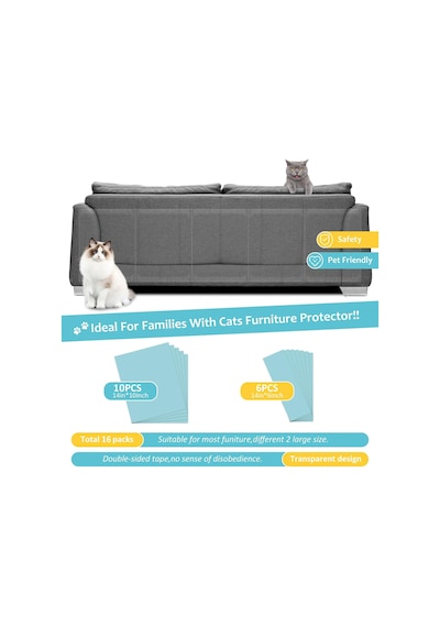 Kedi Çizik Caydırıcı Bant, 16 Adet Kedi Çizilmeye Karşı Mobilya Koruyucu, Kediler İçin Kanepe K
