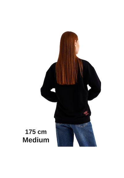 Pxm Oversize 3 Iplik Şardonlu Sweatshirt Düz Kadın Siyah Siyah
