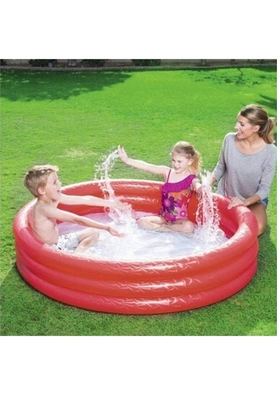 Bestway Kırmızı Çocuk Su Havuzu 3 Boğumlu 122x25 CM Havuz Çok Renkli