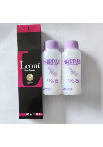 Leoni Saç Boyası 60 ML 6 Koyu Kumral + Oksidan %6 20 Volüm 2 x 60 ML