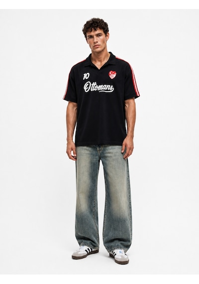 Respire Erkek Türkiye Retro Forma T-shirt Siyah
