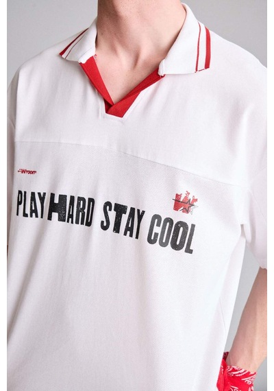 Defacto Loose Fıt Polo Yaka Slogan Baskılı Kısa Kollu Polo Tişört G4274ax26smwt34 Beyaz-wt34 Defacto Loose Fıt Polo Yaka Slogan Baskılı Kısa Kollu Polo Tişört G4274ax26smwt34 Beyaz-wt34