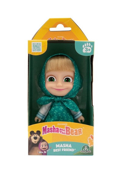 Masha & Koca Ayı - 12 Cm Masha Bebek - Yeşil Elbiseli