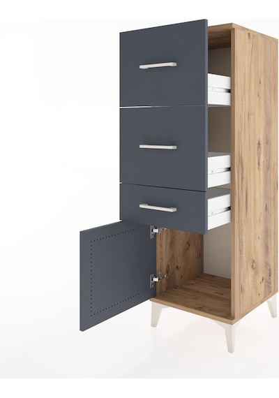 Hyperion Dolap 3 Çekmeceli Tek Kapaklı 44x44x134 Çam-antrasit Çam