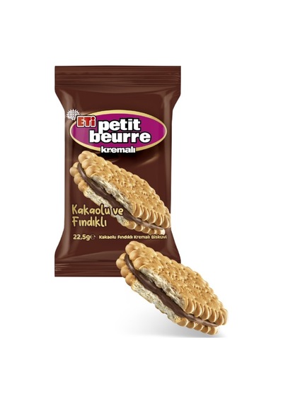 Petit Beurre Kakaolu Fındıklı Kremalı Bisküvi Tekli Paket 22,5 G